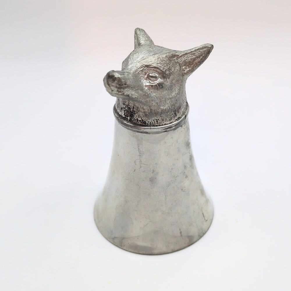 Vintage Pewter Animal Stirrup Cup Fox Comoy's Made in Sheffield England